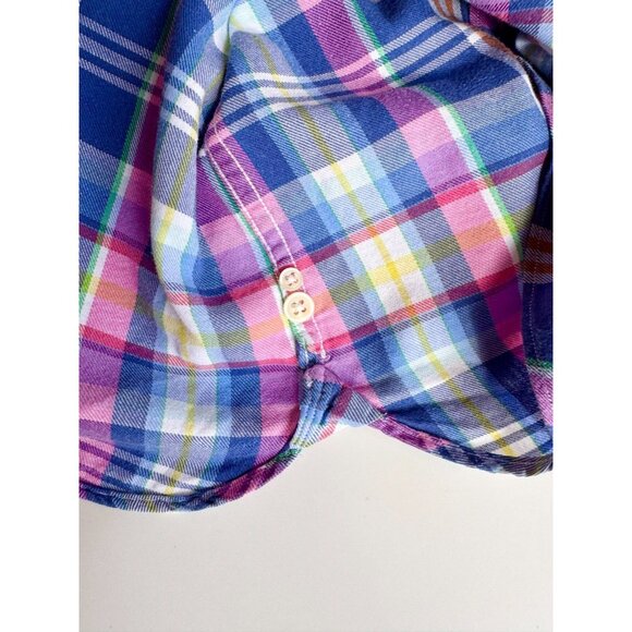 POLO RALPH LAUREN Blue Pink Madras Plaid Cotton Twill Button Down Shirt, Size M - Picture 10 of 15